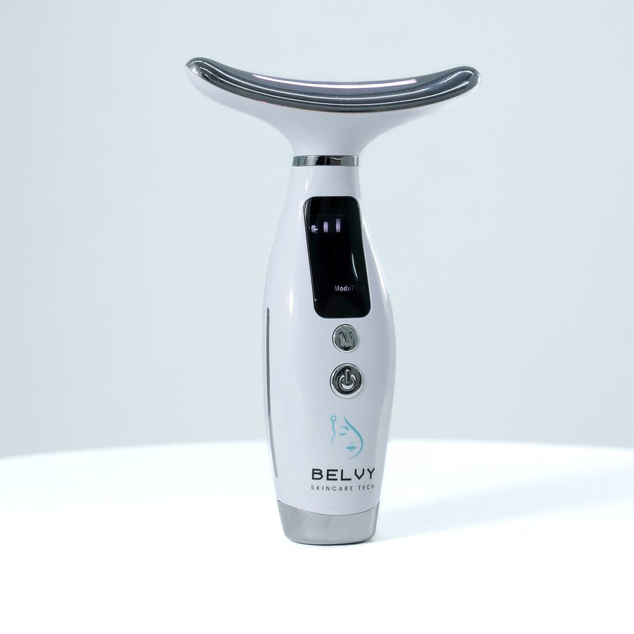 Massageador facial Glow Therapy com cabeçote curvo de metal, para rosto, pescoço e colo
